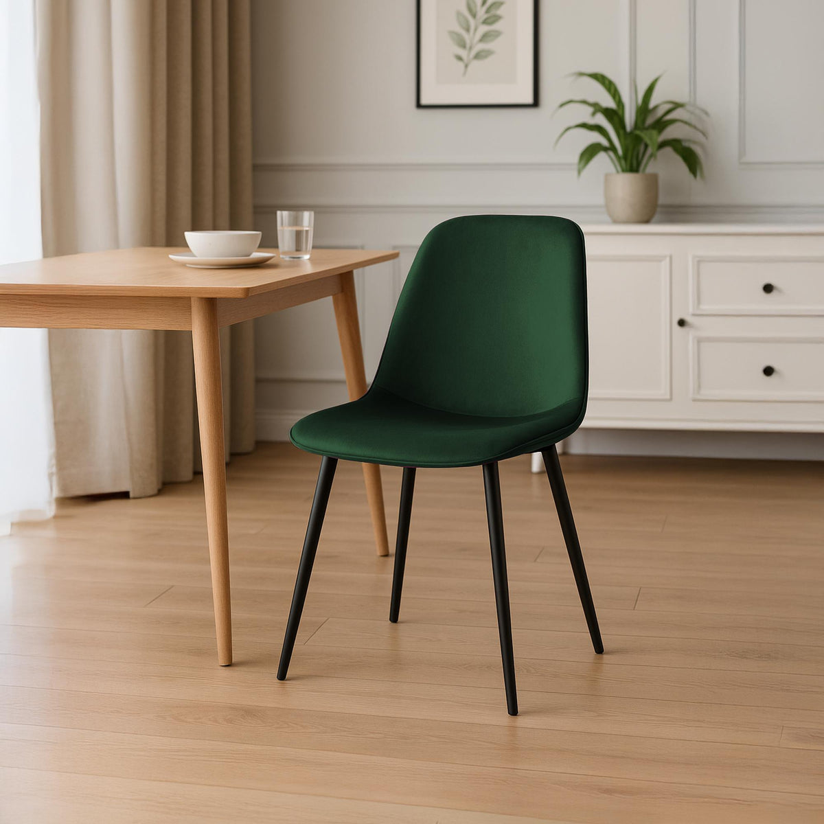 Set van 4 eetkamerstoelen Maryam groen,Fluweel grün