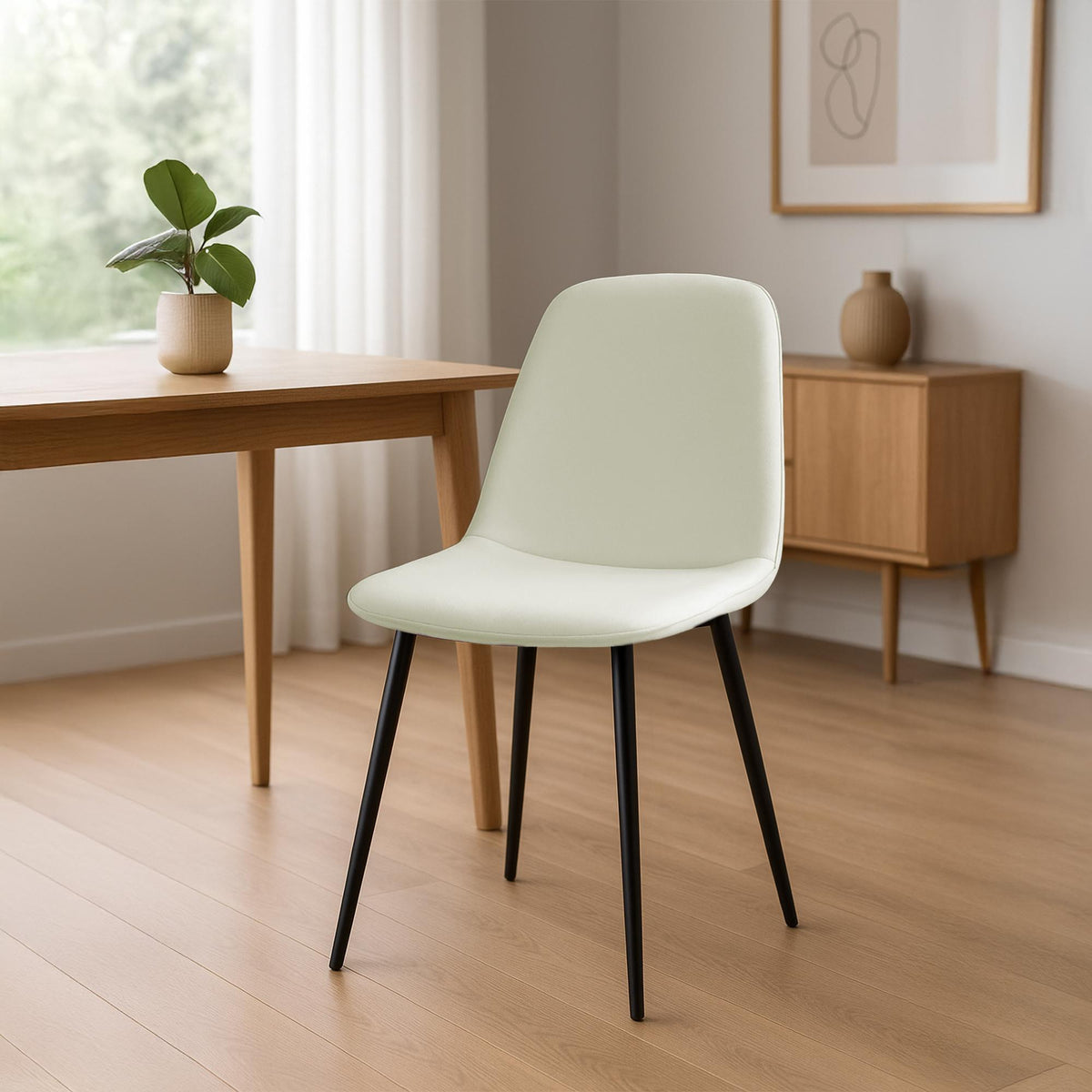 Set van 4 eetkamerstoelen Maryam creme,Stof creme