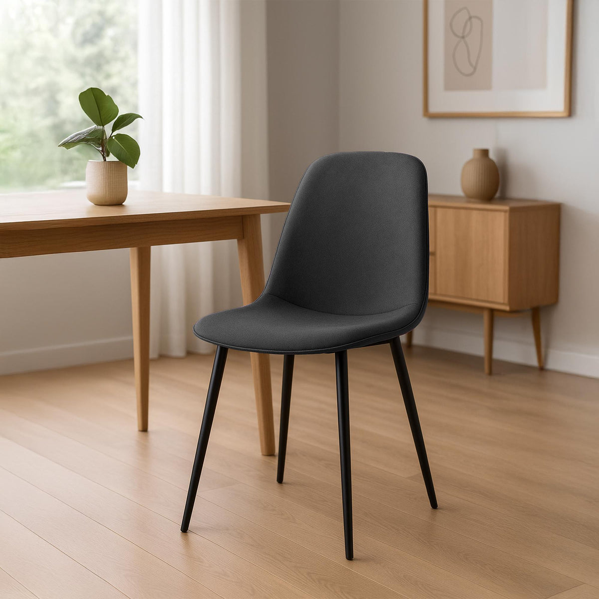 Set van 4 eetkamerstoelen Maryam donkergrijs,Stof dunkelgrau