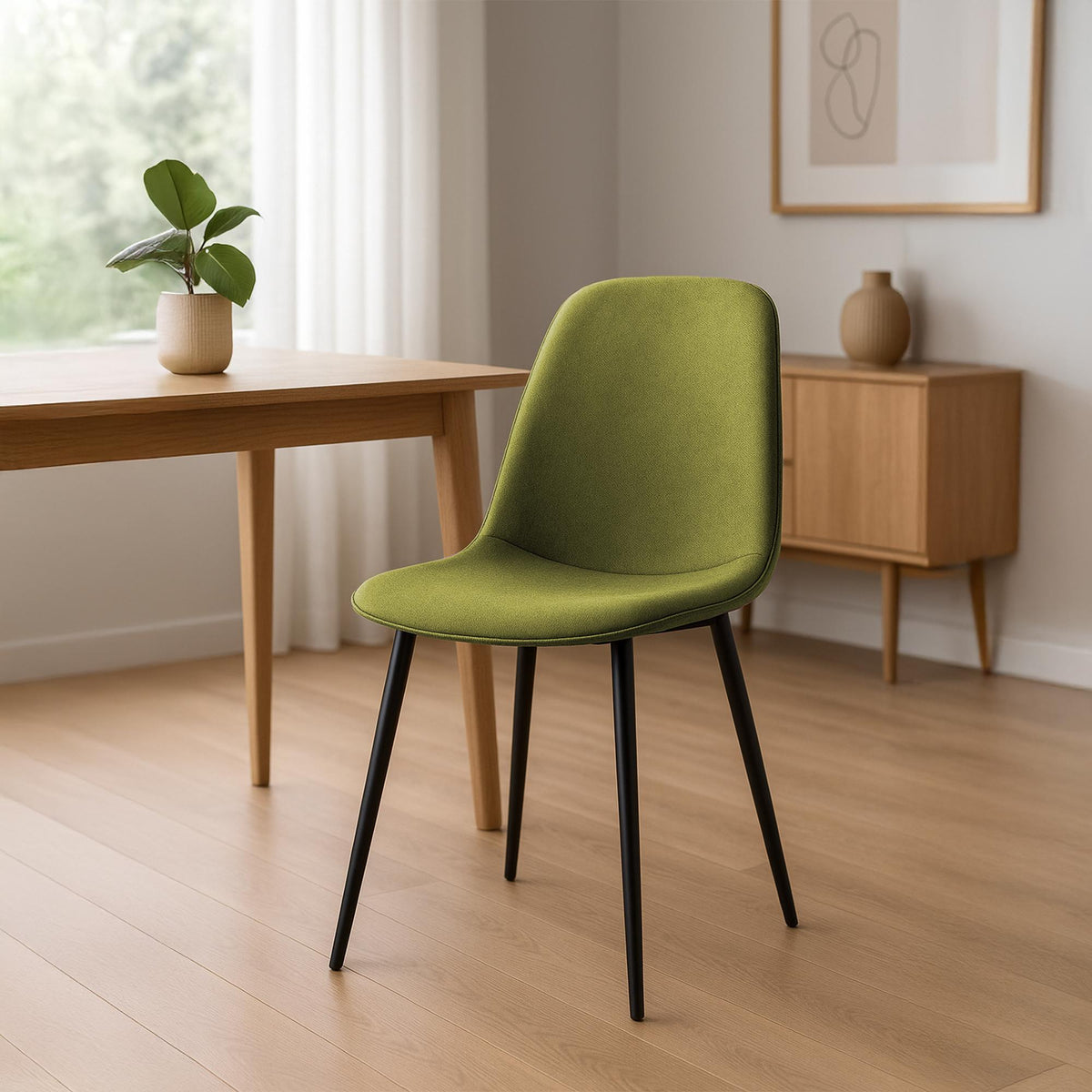 Set van 4 eetkamerstoelen Maryam groen,Stof grün