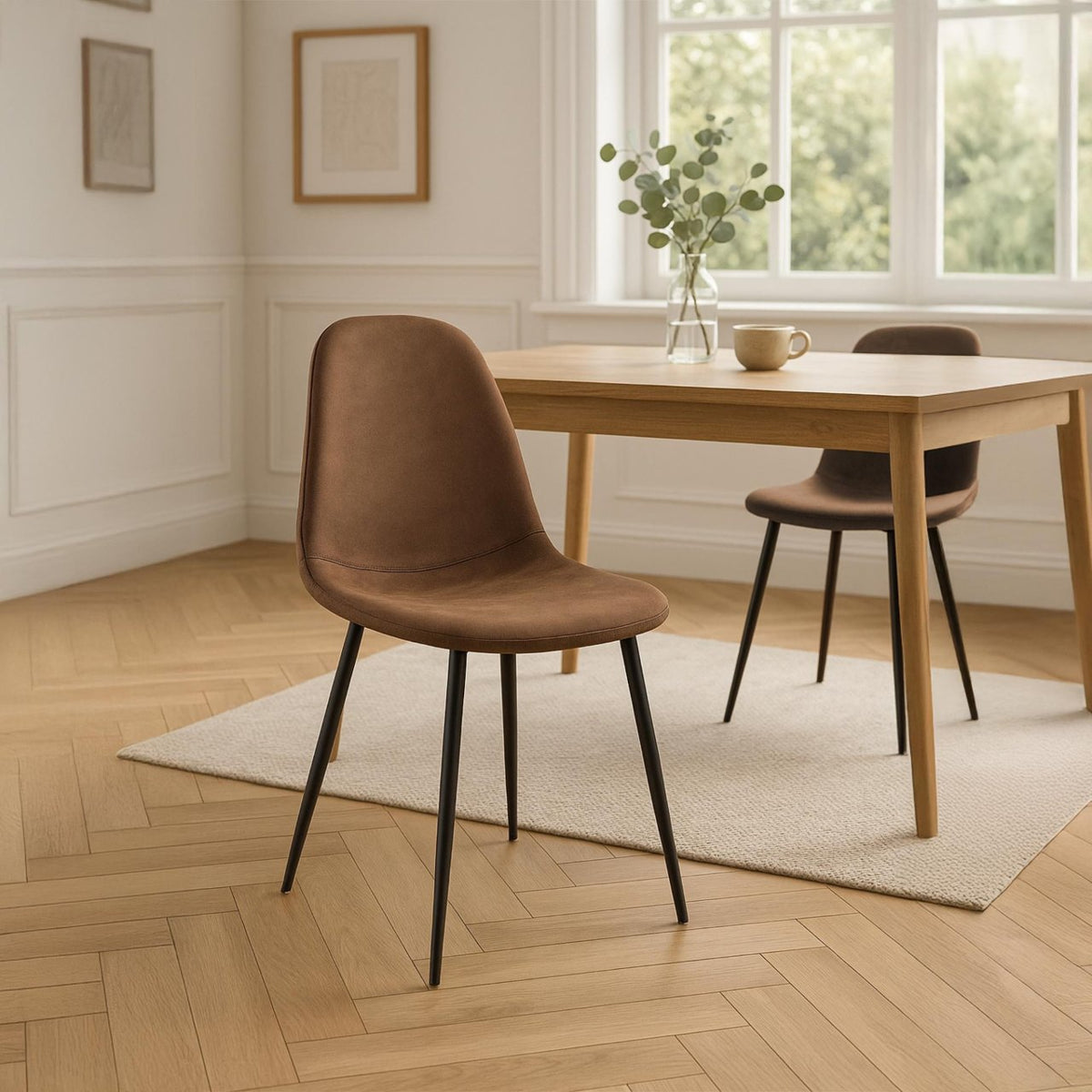 Eetkamerstoel Napier bruin,Vintage kunstleer braun