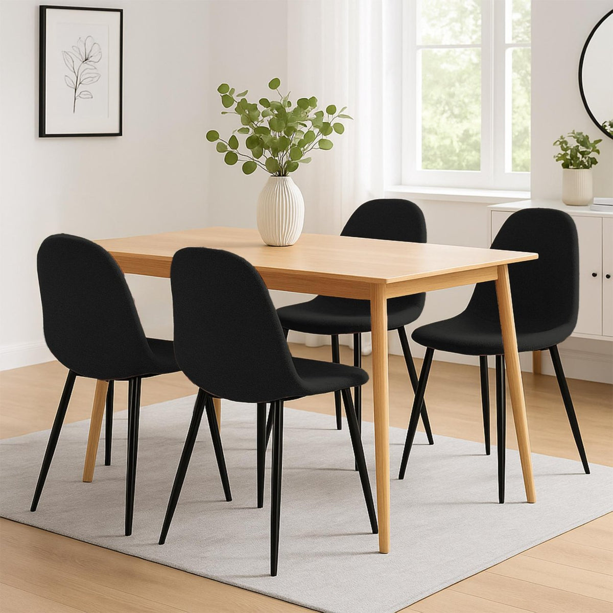 Set van 4 Napier eetkamerstoelen zwart,Stof schwarz
