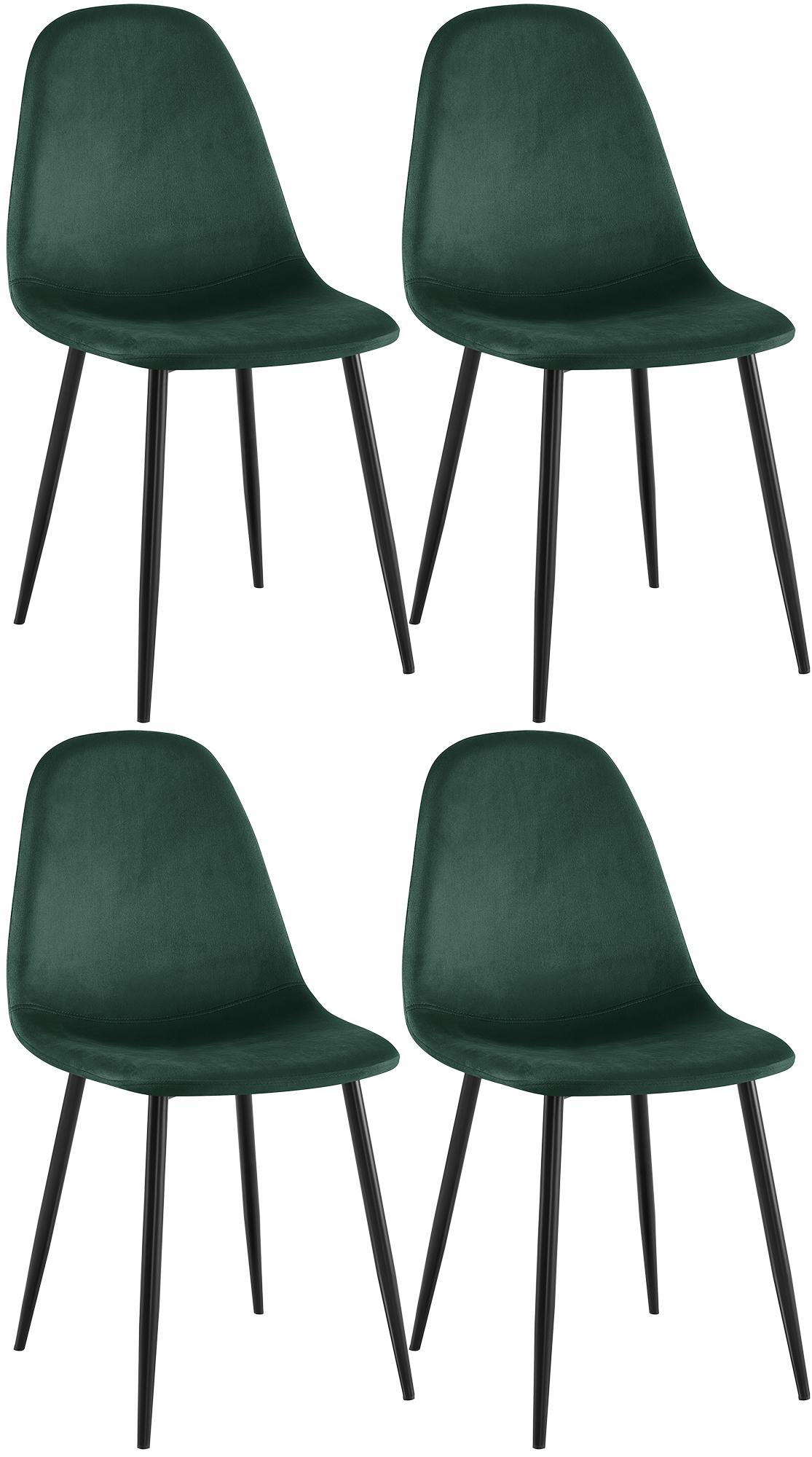 Set van 4 Napier eetkamerstoelen groen,Fluweel grün