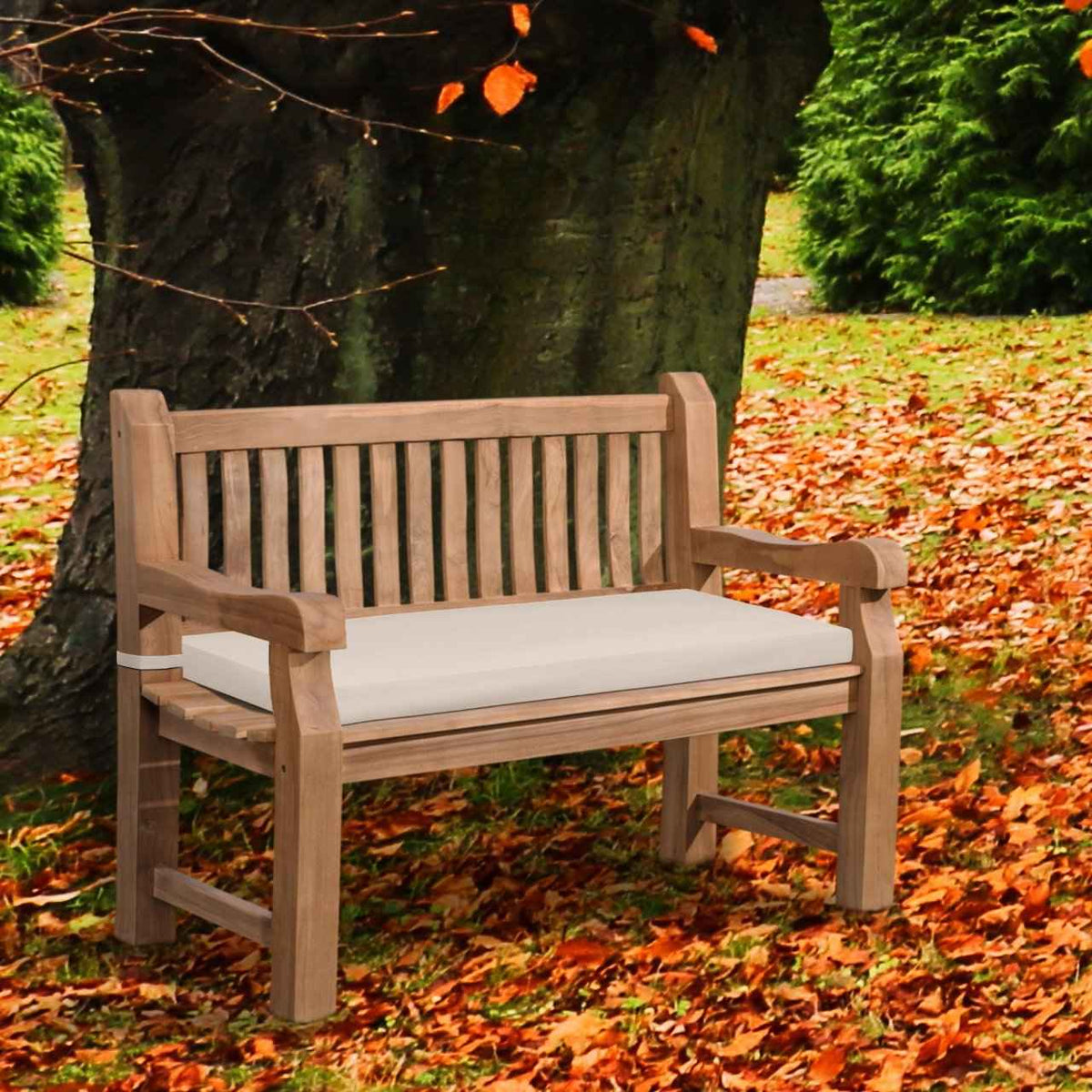 Tuinbank Teakhout Jackson met Zitkussen creme,106x48x8 cm creme