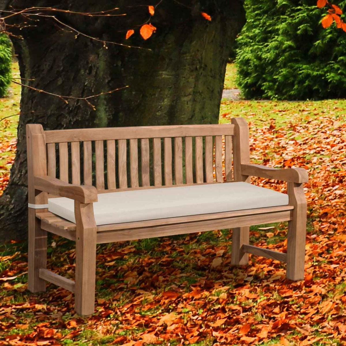 Tuinbank Teakhout Jackson met Zitkussen creme,136x48x8 cm creme
