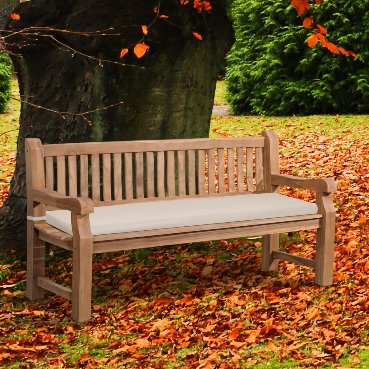 Teakbank Daxon mit Sitzkissen 180 cm creme