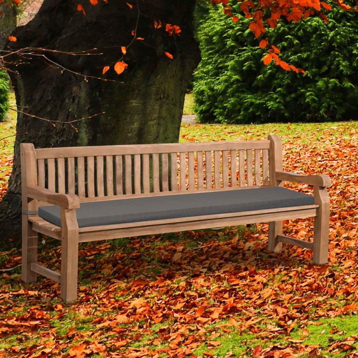 Teakbank Daxon mit Sitzkissen 220 cm dunkelgrau