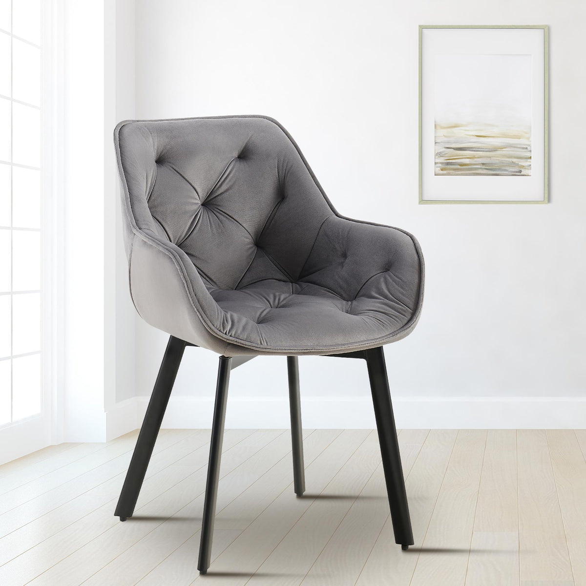 Set van 2 eetkamerstoelen Antigo Fluweel donkergrijs dunkelgrau