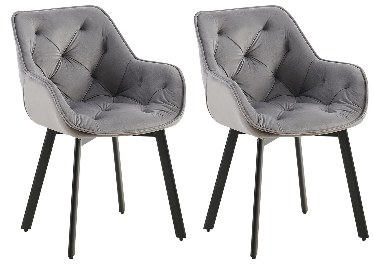 Set van 2 eetkamerstoelen Antigo Fluweel donkergrijs dunkelgrau