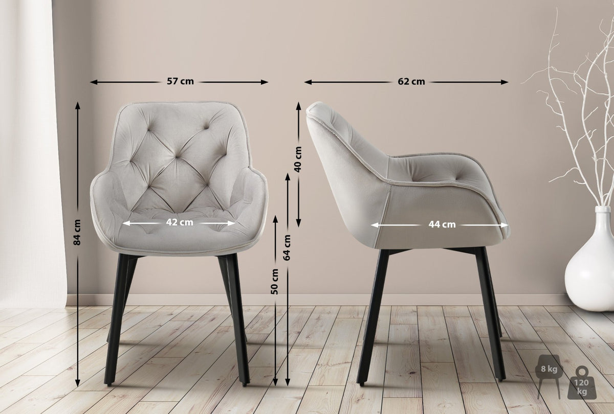 Set van 2 eetkamerstoelen Antigo Fluweel grijs grau