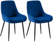 Set van 2 eetkamerstoelen Elmira donkerblauw,Metaal mat zwart dunkelblau
