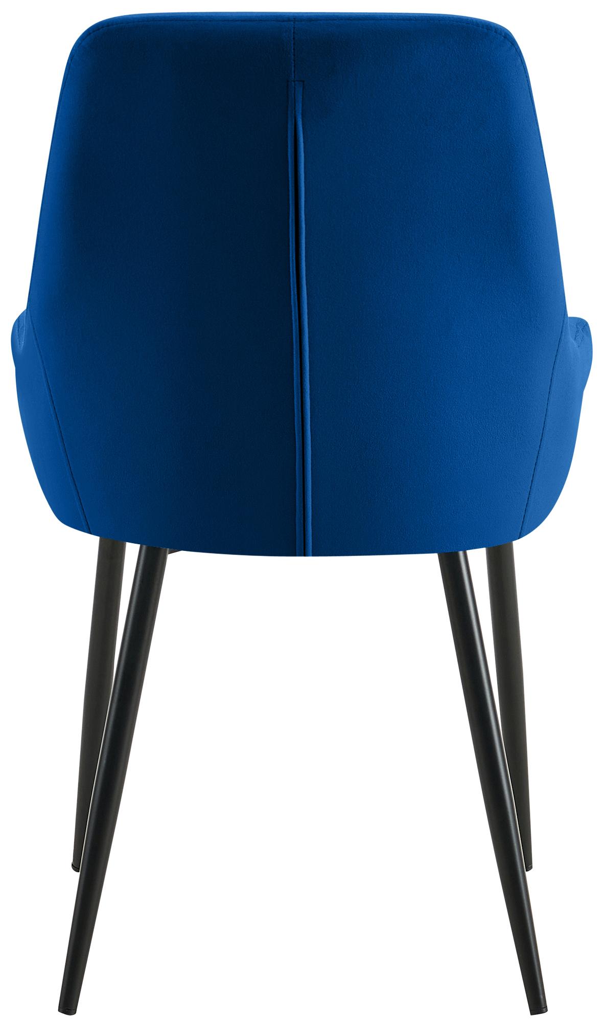 Set van 2 eetkamerstoelen Elmira donkerblauw,Metaal mat zwart dunkelblau