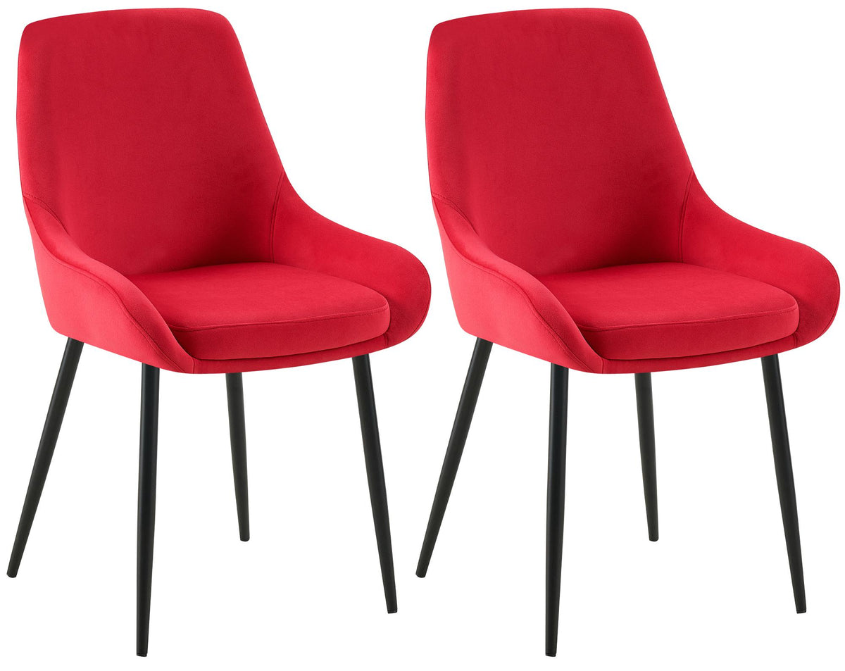 Set van 2 eetkamerstoelen Elmira rood,Metaal mat zwart rot