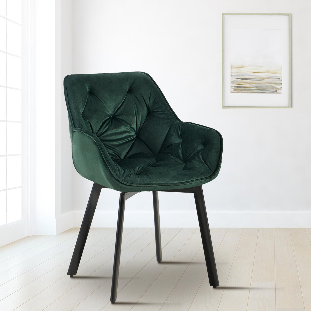 Set van 2 eetkamerstoelen Antigo Fluweel groen grün