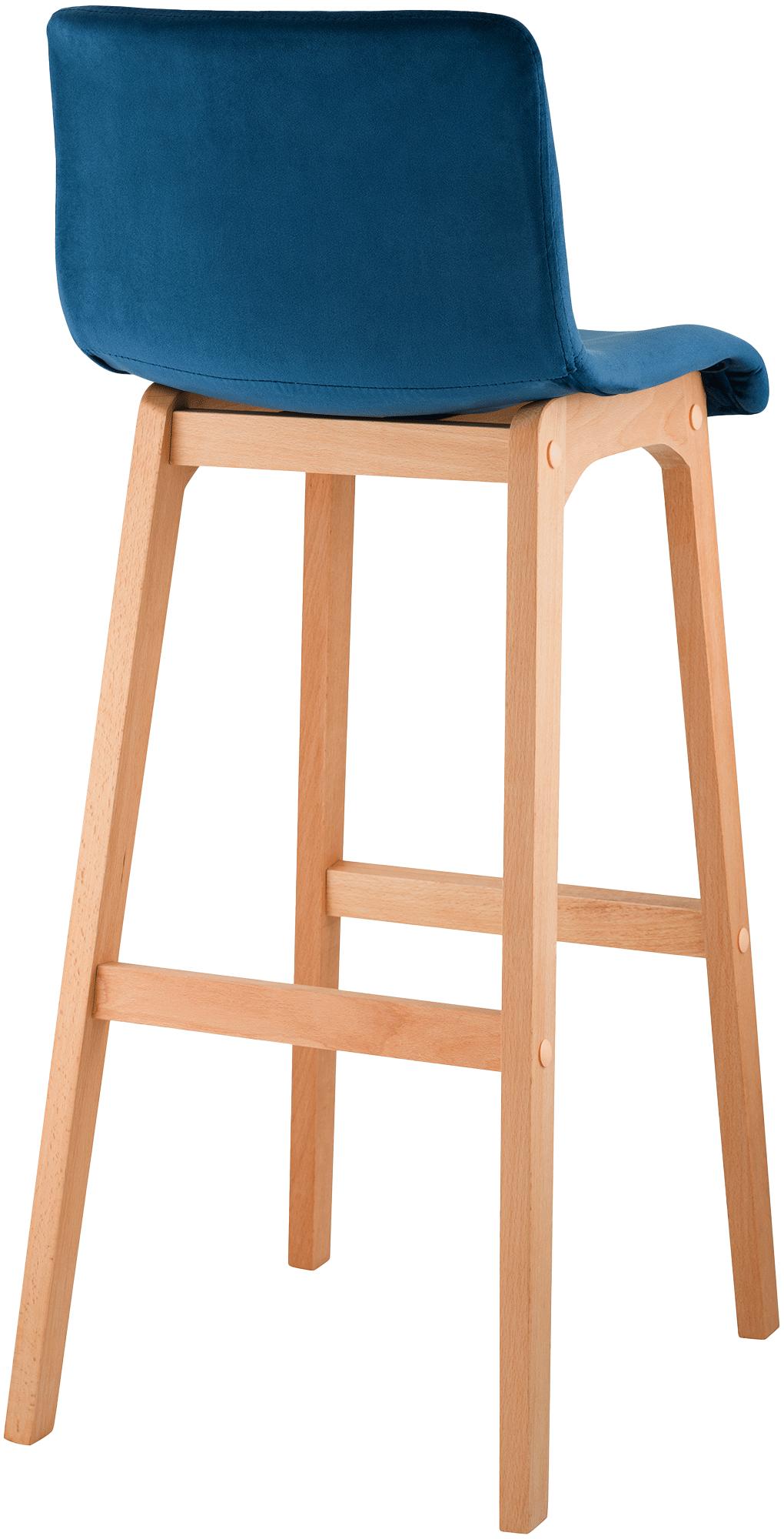 Barkruk Hover Fluweel Vierpoots frame Natura blauw blau