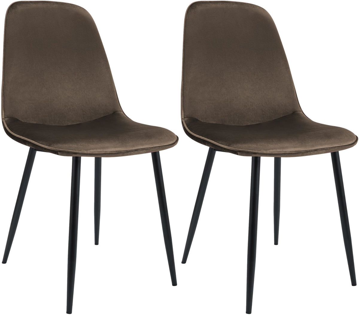 Set van 2 eetkamerstoelen Maryam bruin,Fluweel braun