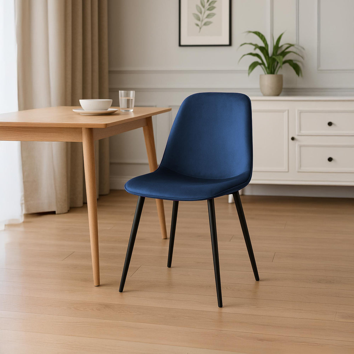 Set van 2 eetkamerstoelen Maryam donkerblauw,Fluweel dunkelblau