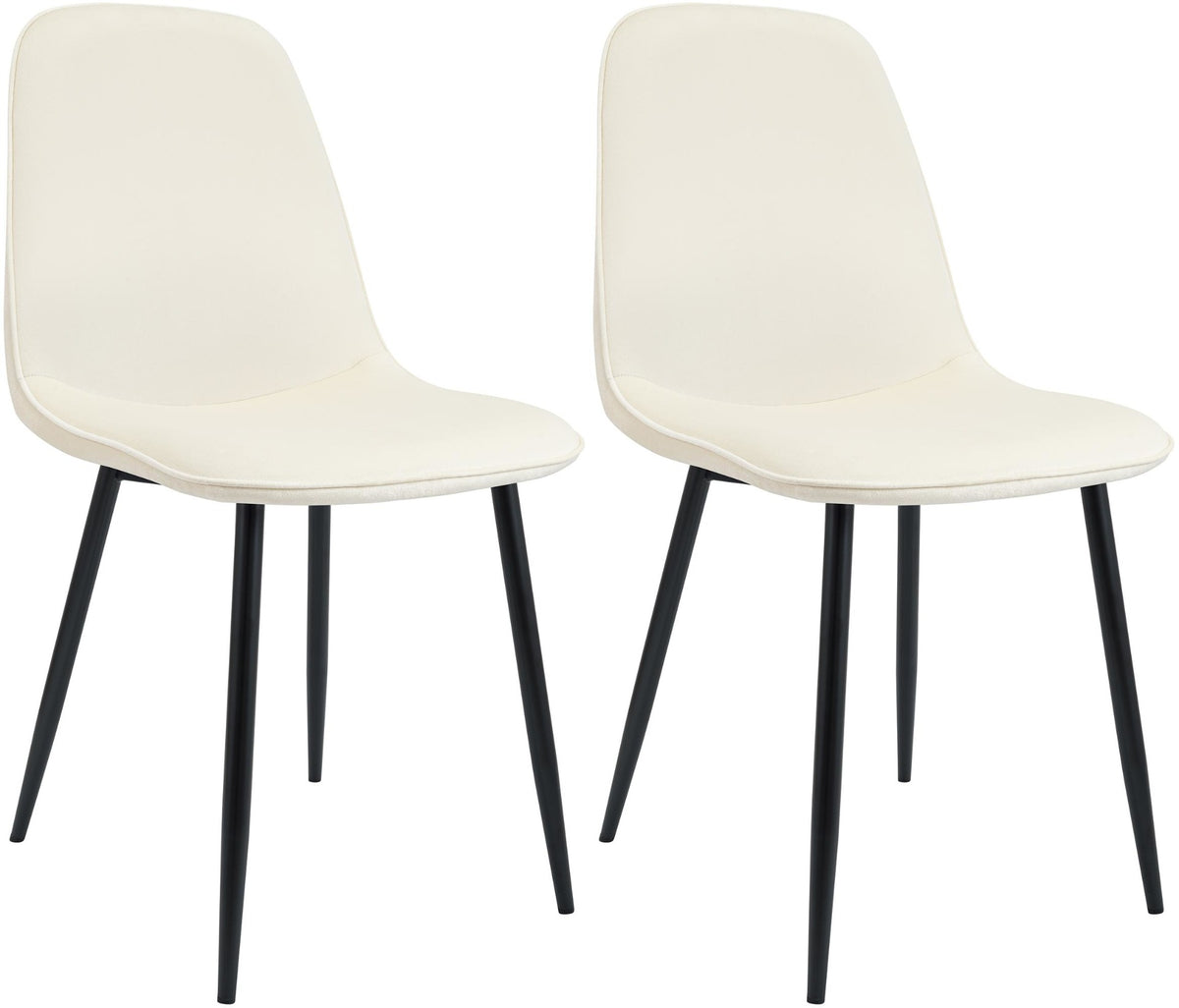 Set van 2 eetkamerstoelen Maryam creme,Fluweel creme