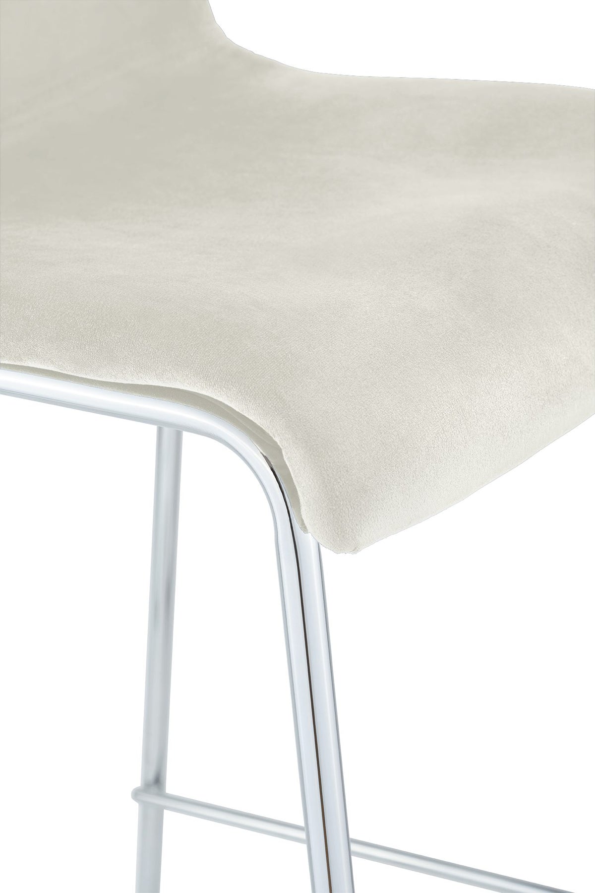 Barkruk Hover Fluweel Vierpoots frame Chroom creme creme