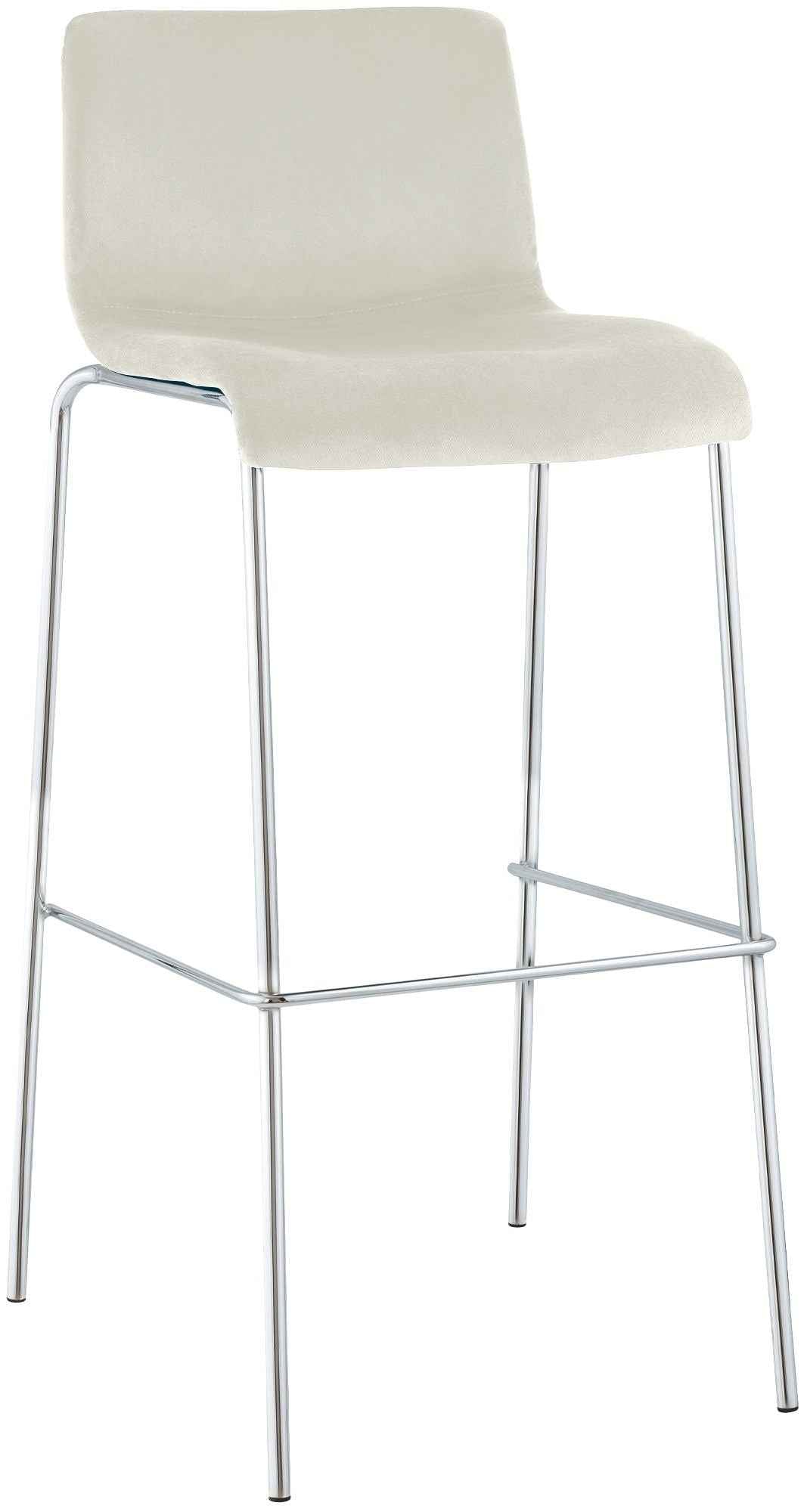 Barkruk Hover Fluweel Vierpoots frame Chroom creme creme