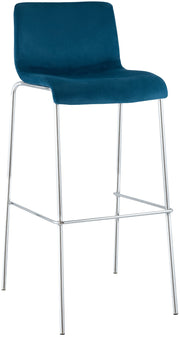 Barkruk Hover Fluweel Vierpoots frame Chroom blauw blau