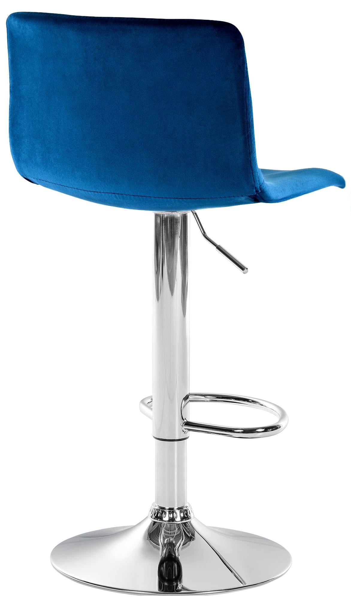 Barkruk Hover Fluweel blauw,Metaal in chroomoptiek blau