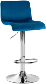 Barkruk Hover Fluweel blauw,Metaal in chroomoptiek blau