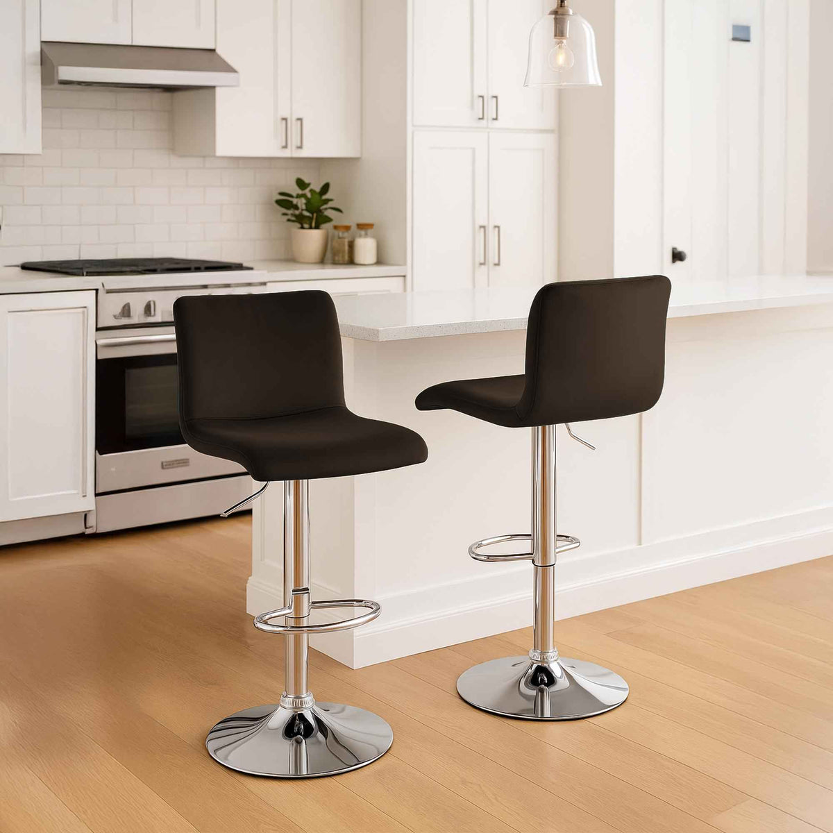 Barkruk Hover Fluweel bruin,Metaal in chroomoptiek braun