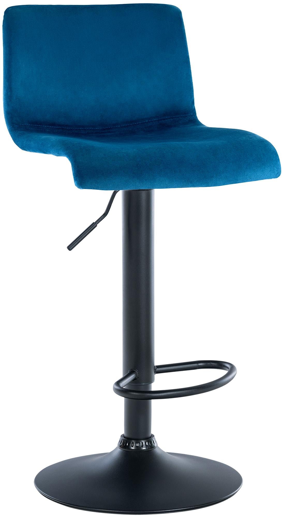Barkruk Hover Fluweel blauw,Metaal mat zwart blau