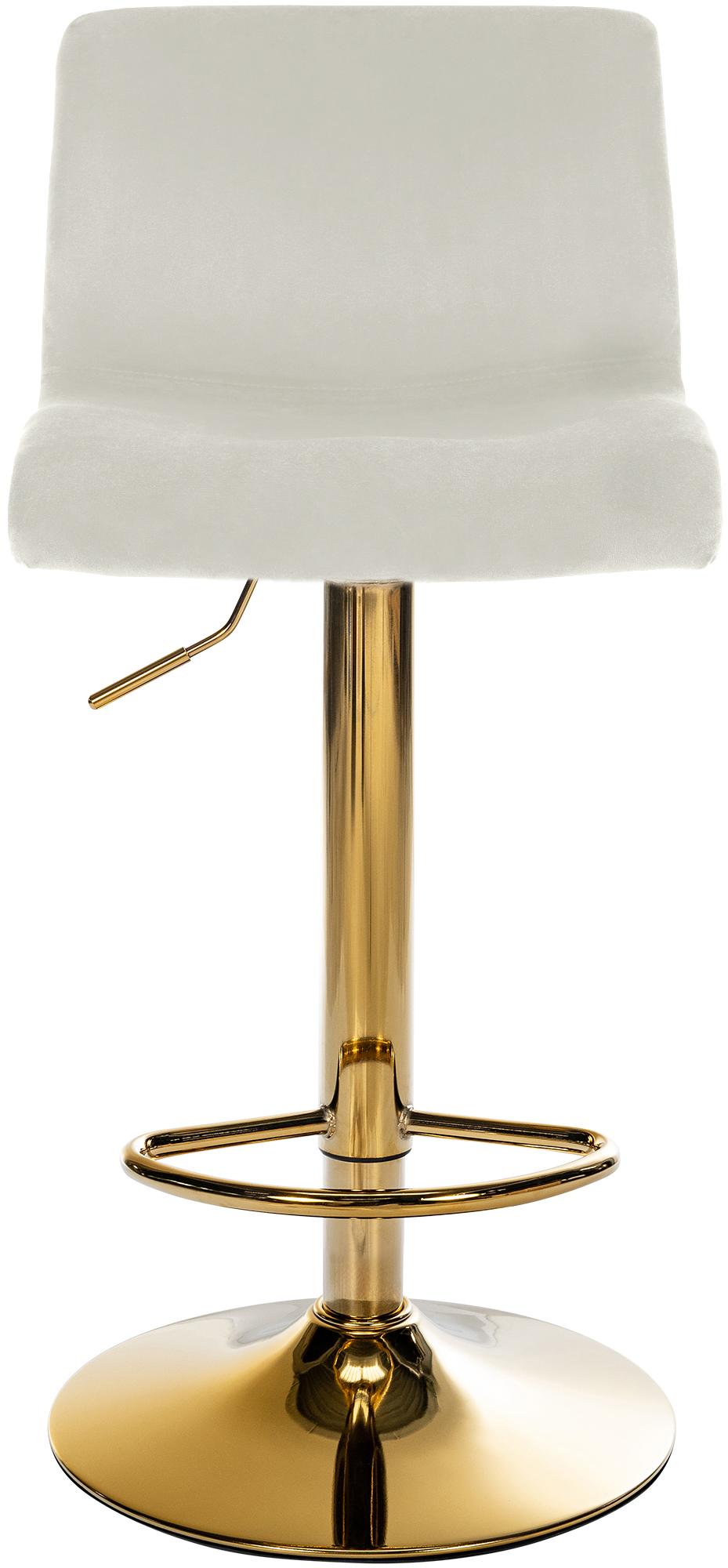 Barkruk Hover Fluweel creme,Metaal Goud creme