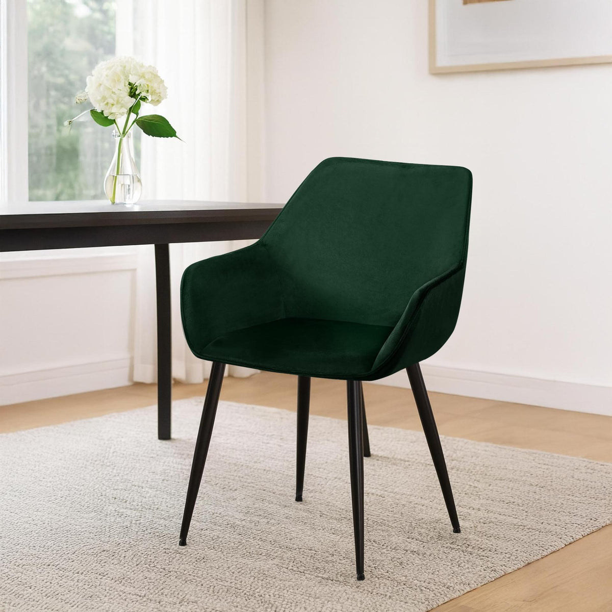 Set van 2 eetkamerstoelen Luena groen,Fluweel grün