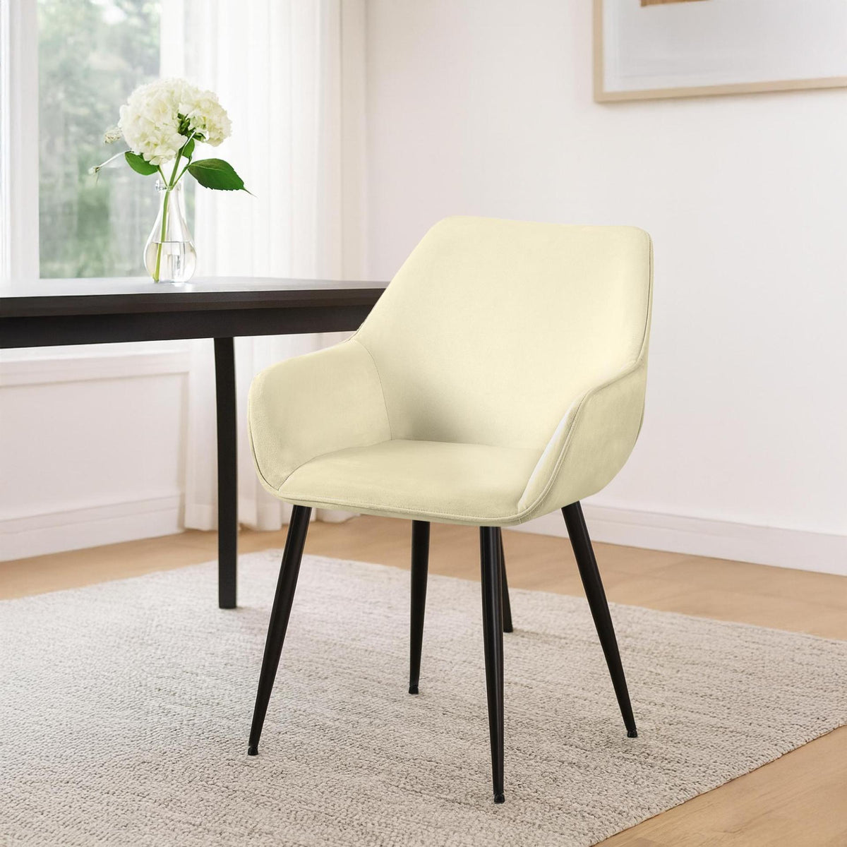 Eetkamerstoel Luena creme,Fluweel creme