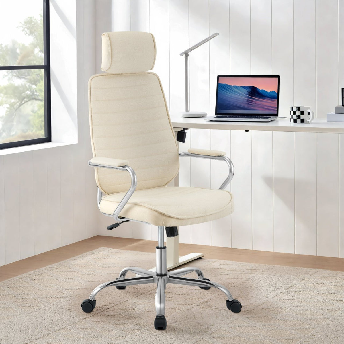 Bureaustoel Rako stof creme creme