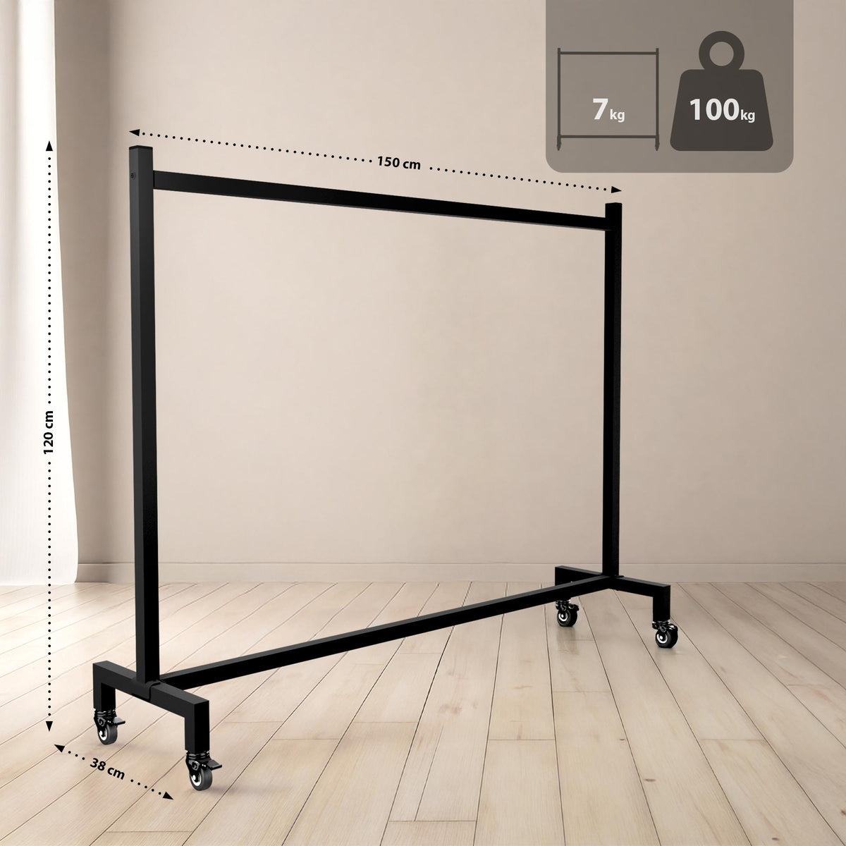 Kleiderständer Gisborne 150x38x120 schwarz