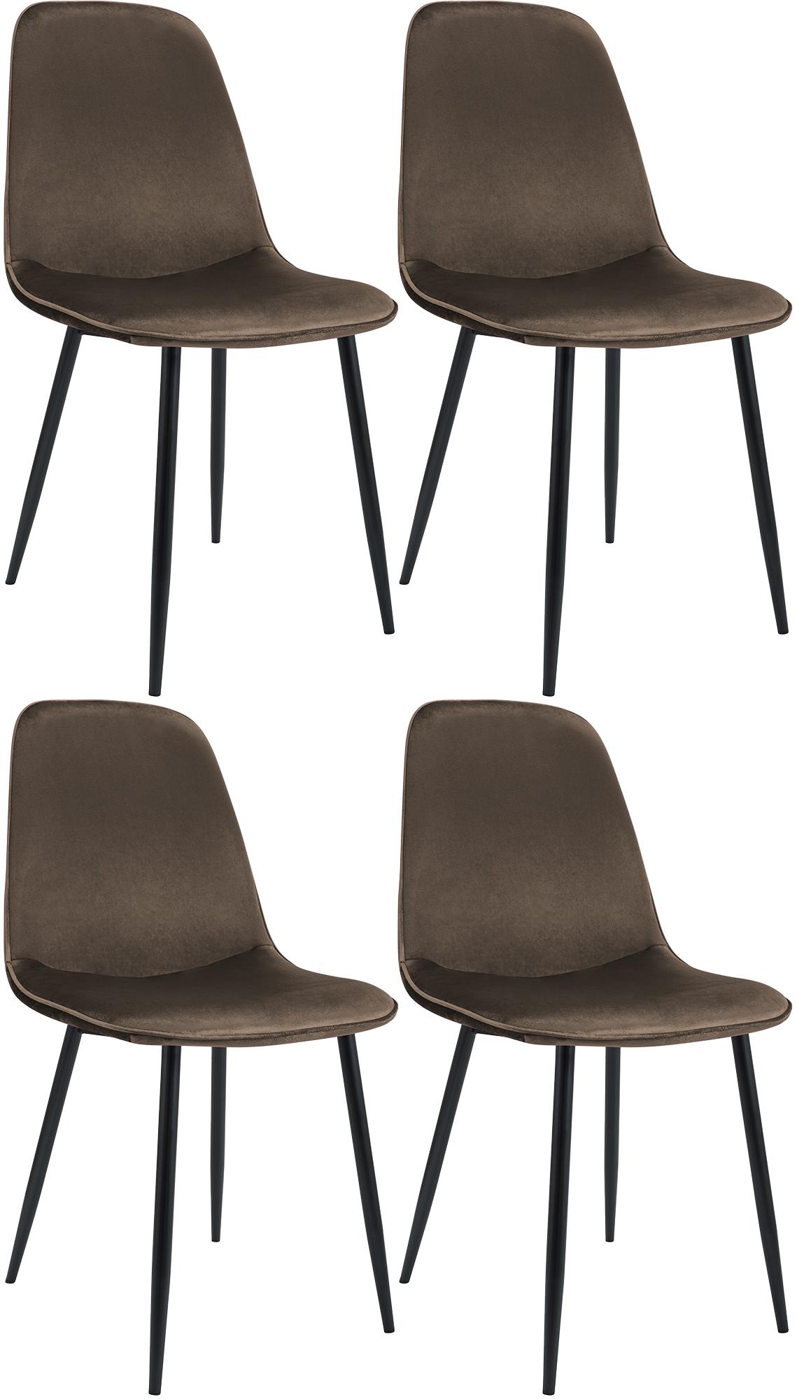 Set van 4 eetkamerstoelen Maryam bruin,Fluweel braun
