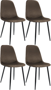 Set van 4 eetkamerstoelen Maryam bruin,Fluweel braun