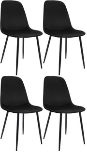 Set van 4 eetkamerstoelen Maryam zwart,Fluweel schwarz