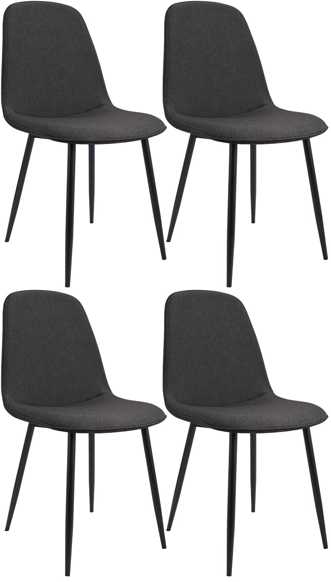 Set van 4 eetkamerstoelen Maryam donkergrijs,Stof dunkelgrau