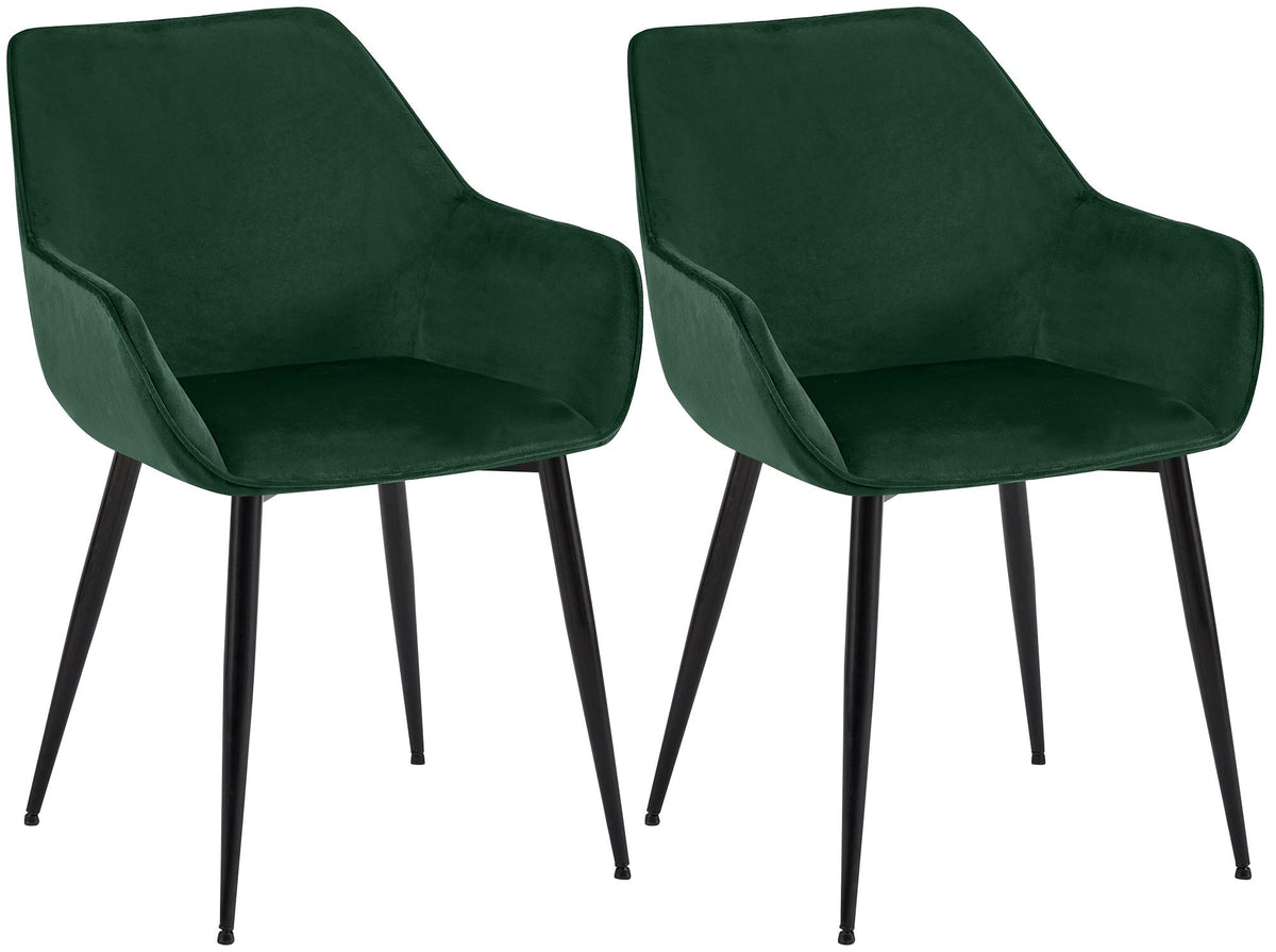 Set van 2 eetkamerstoelen Luena groen,Fluweel grün