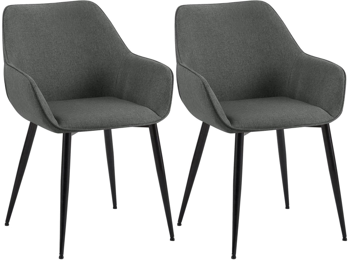 Set van 2 eetkamerstoelen Luena donkergrijs,Stof dunkelgrau