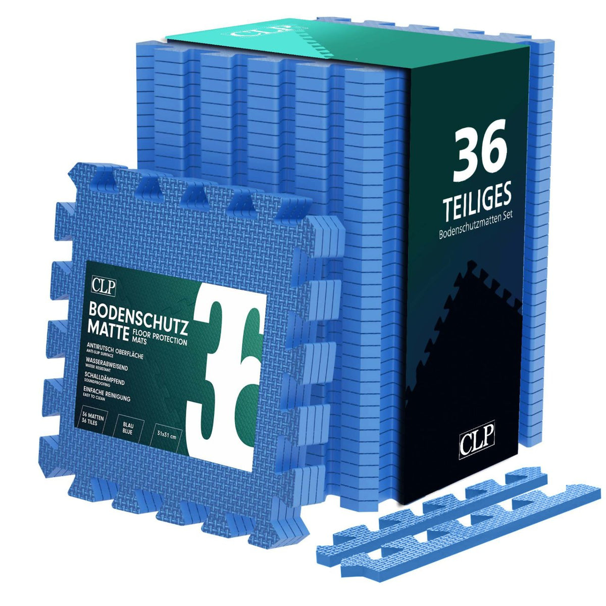 Fitness mat 30x30 cm blauw,36-delige set blau