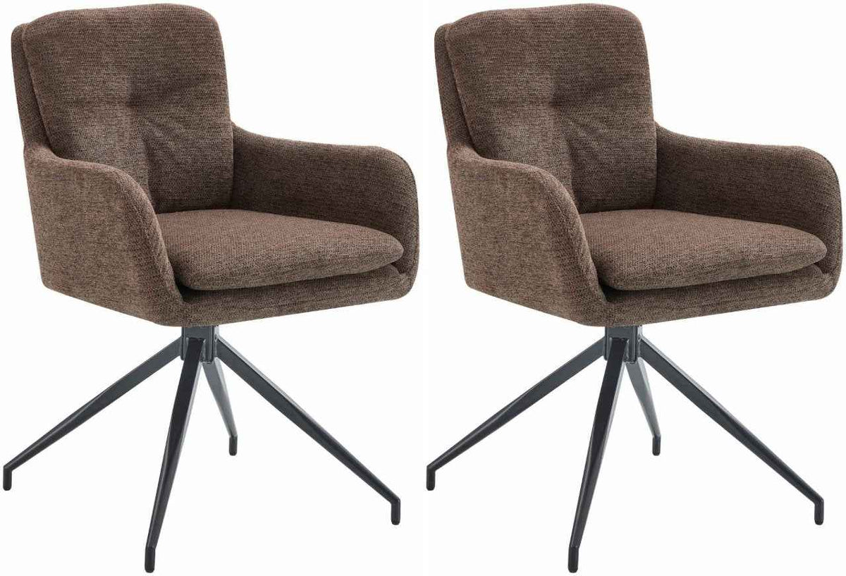 Set van 2 eetkamerstoelen Pickett stof bruin braun