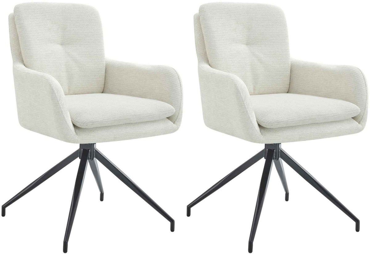 Set van 2 eetkamerstoelen Pickett stof creme creme