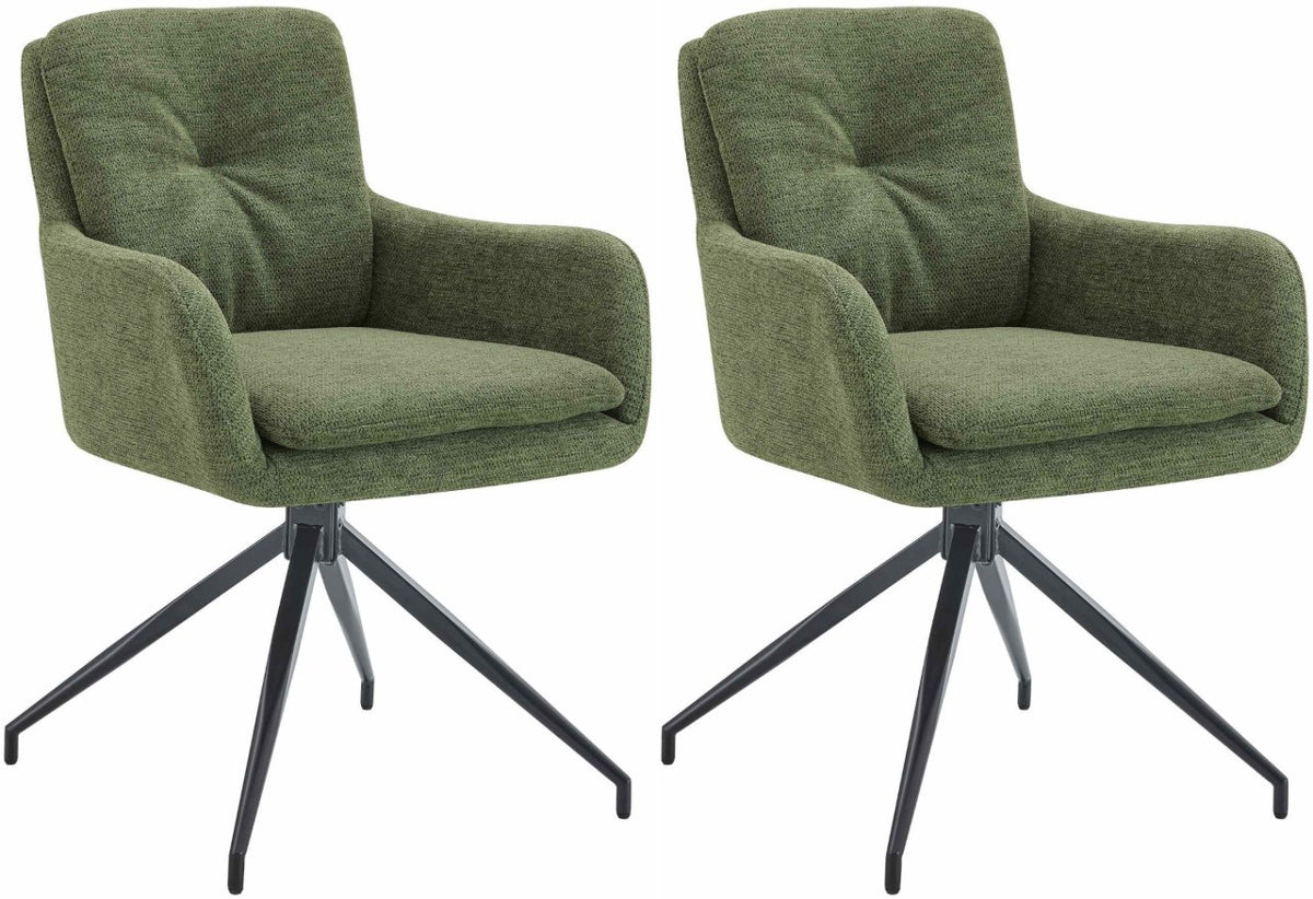 Set van 2 eetkamerstoelen Pickett stof groen grün