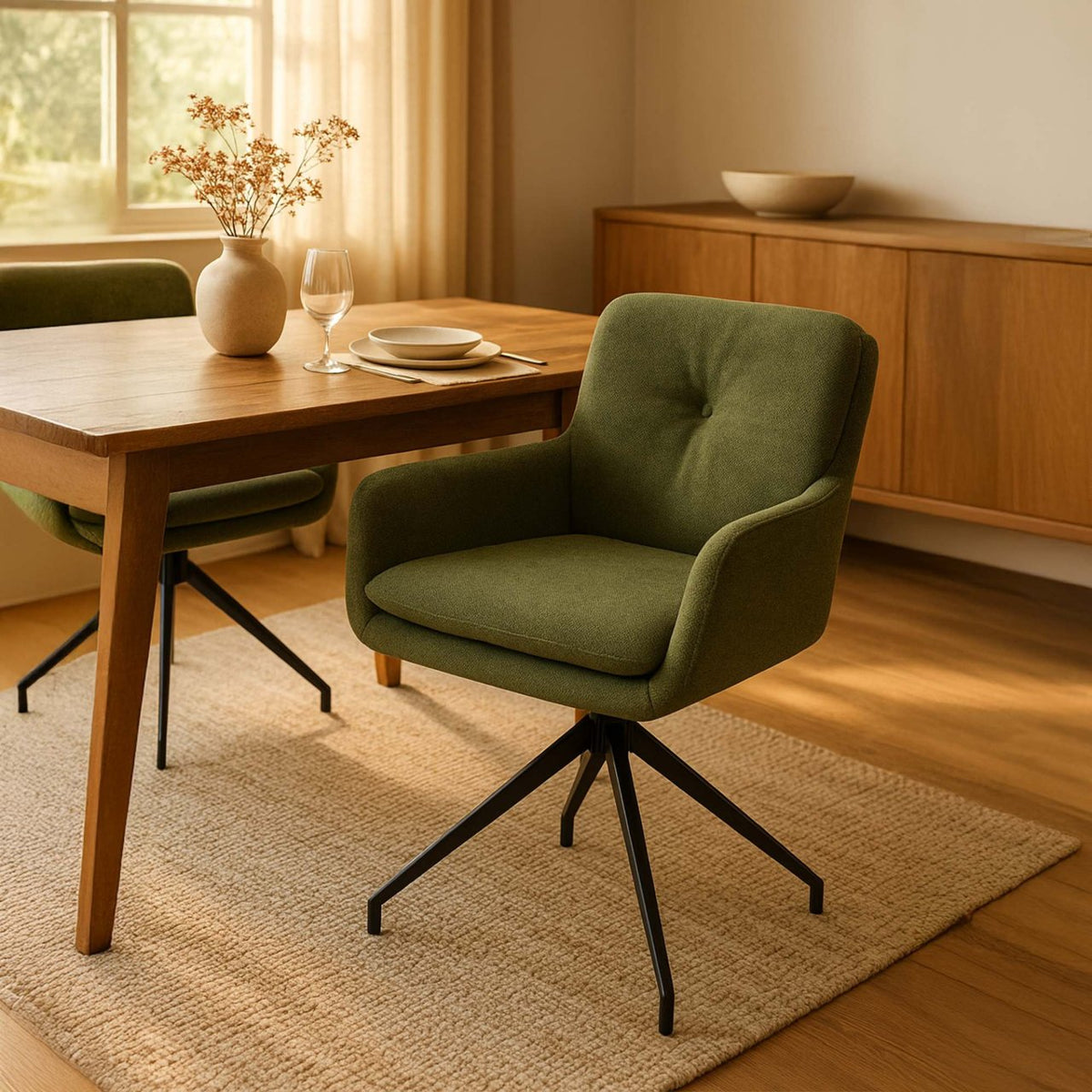 Set van 2 eetkamerstoelen Pickett stof groen grün