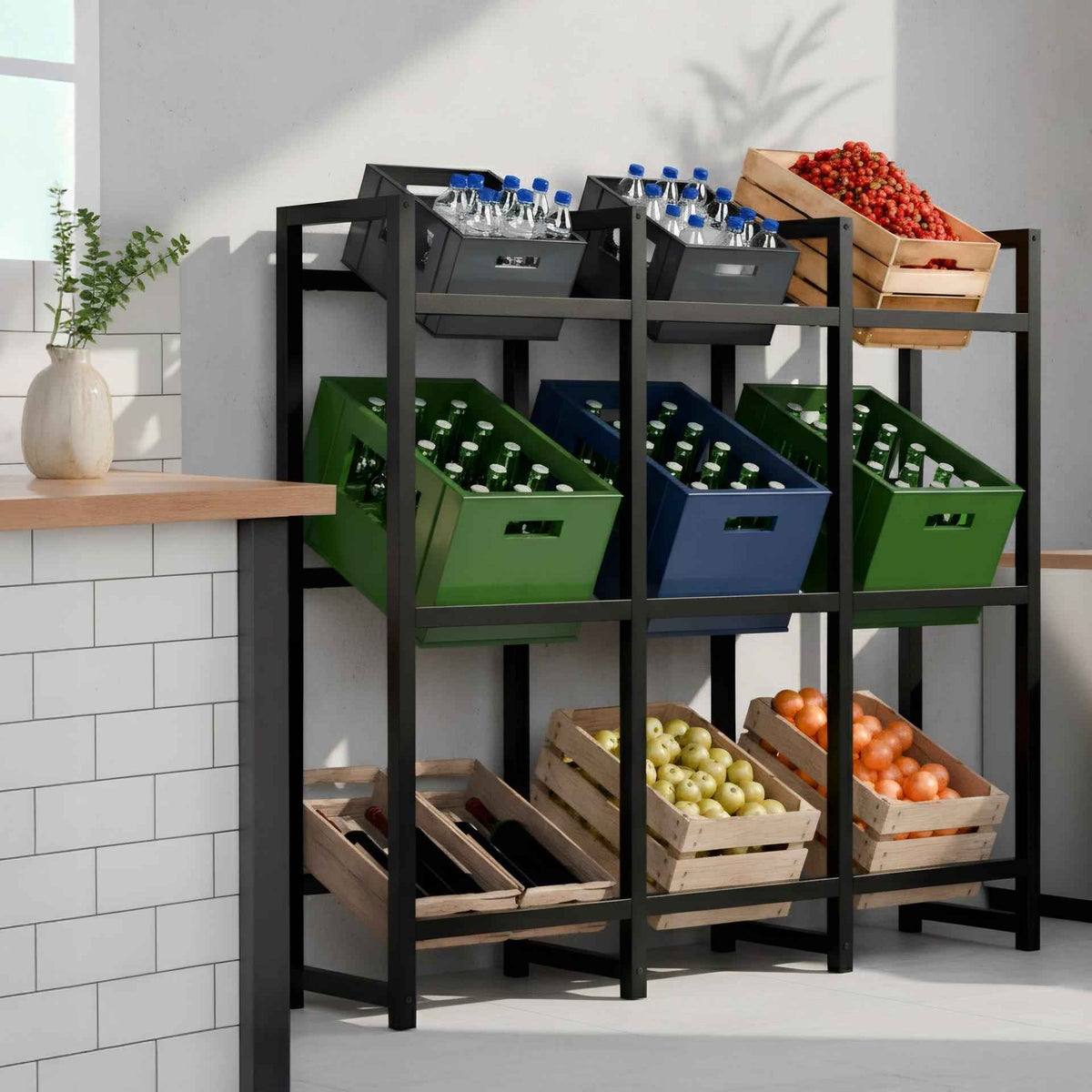 Krattenrek Stack zwart,116x135x31 cm schwarz