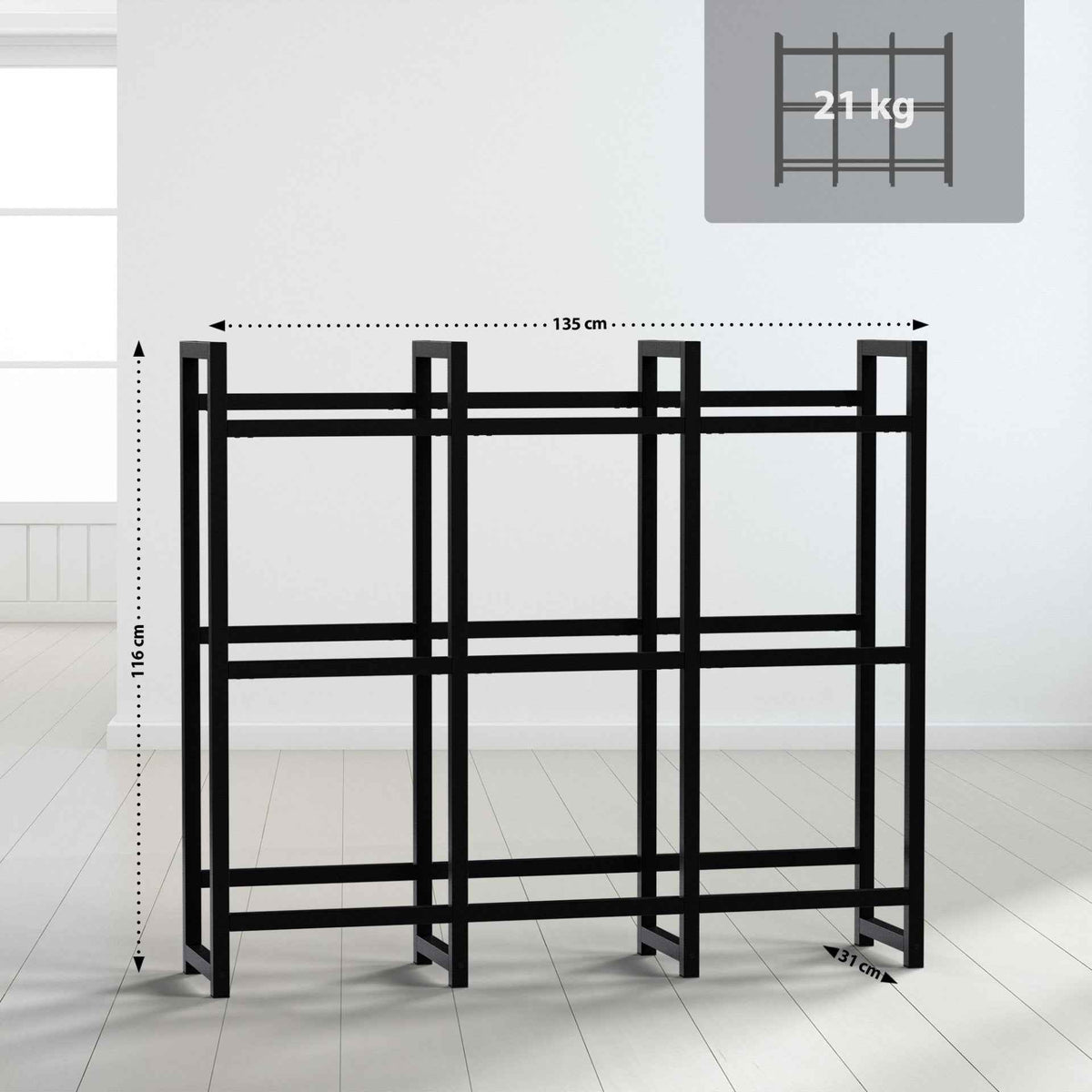 Krattenrek Stack zwart,116x135x31 cm schwarz
