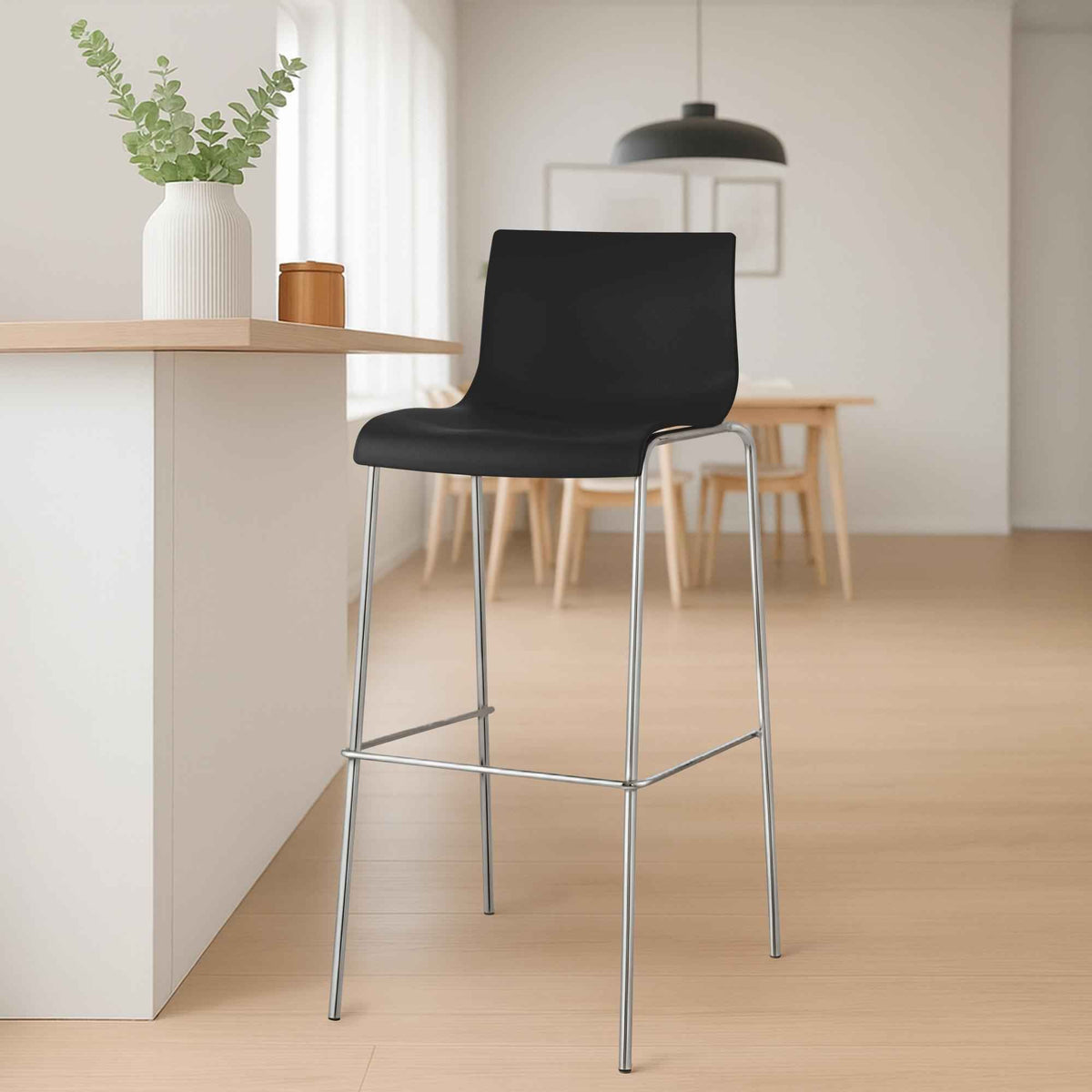Barhocker Hoover Chrom 4-Fuß Gestell schwarz