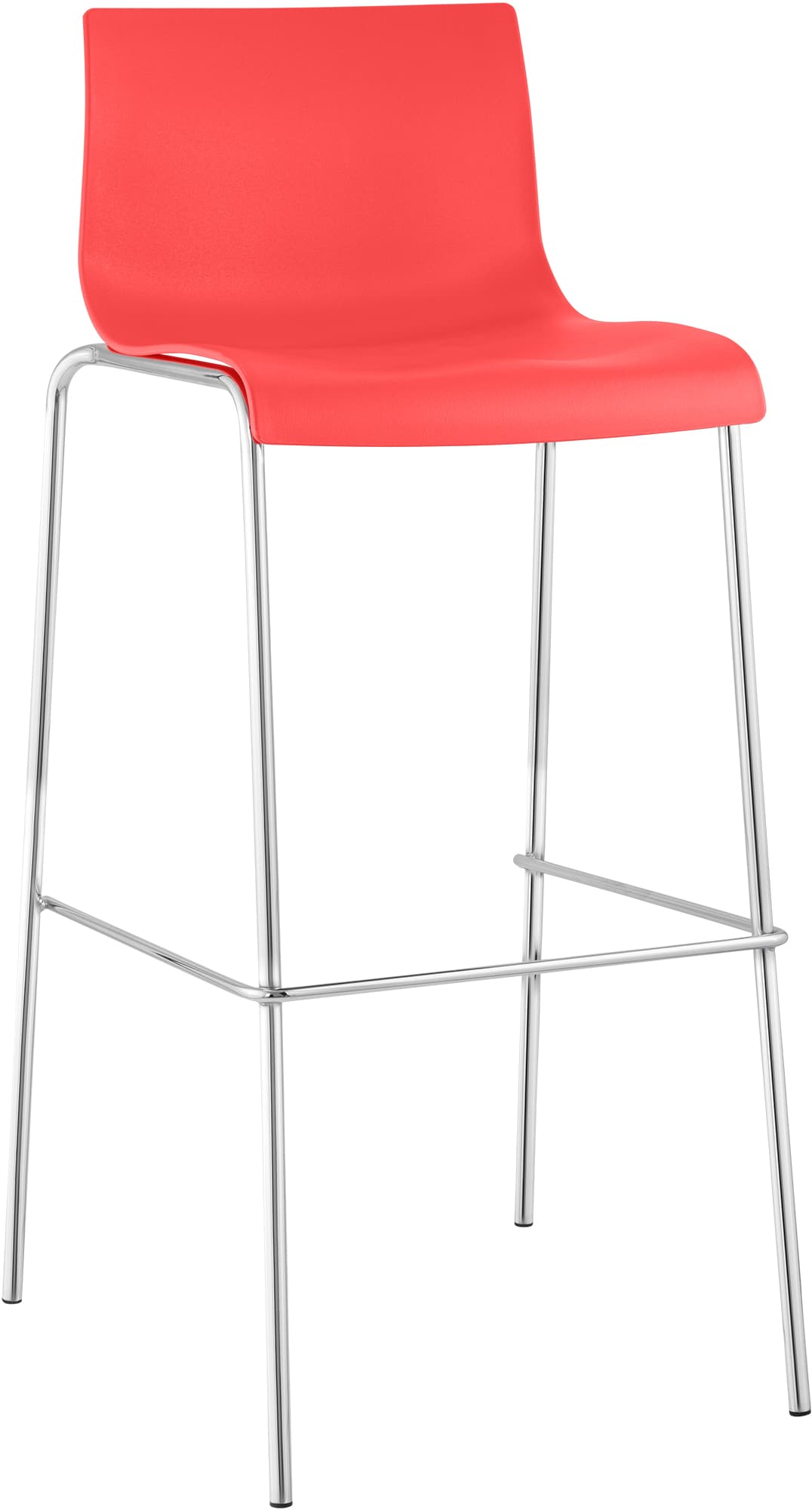 Barhocker Hoover Chrom 4-Fuß Gestell rot