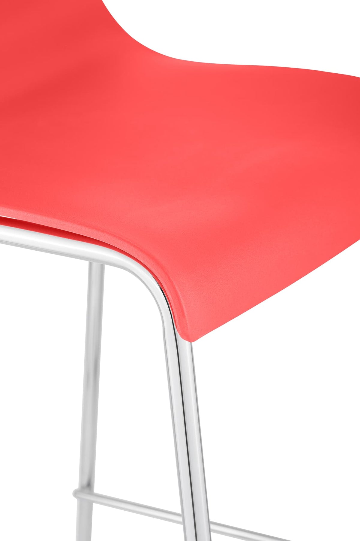 Barhocker Hoover Chrom 4-Fuß Gestell rot